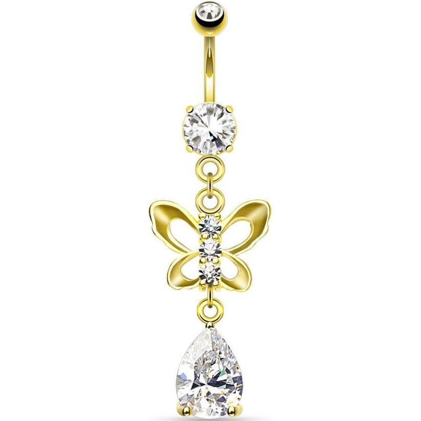 Belly Button Piercing Butterfly Zirconia