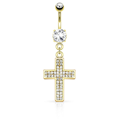 Belly Button Piercing Cross dangle Zirconia