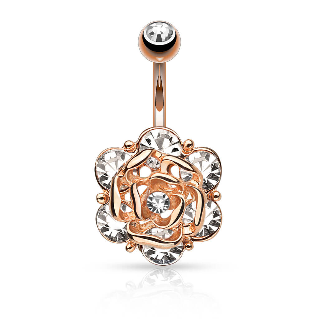 Piercing Nombril Rose Zircone