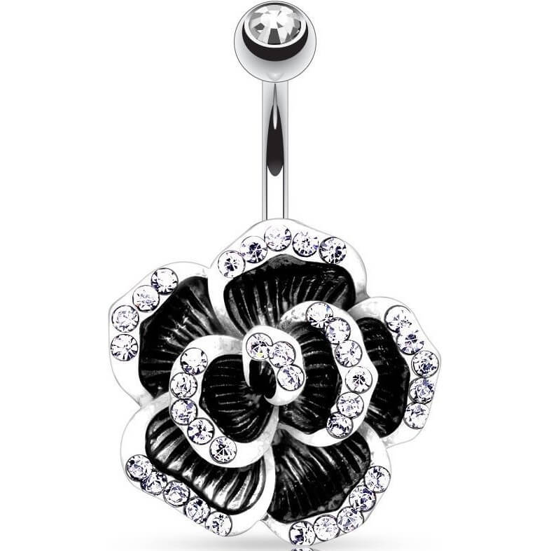 Bauchnabelpiercing Rose Zirkonia Silber