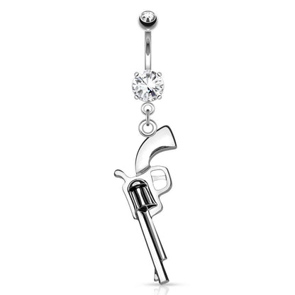 Piercing Nombril Pendentif Revolver Zircone