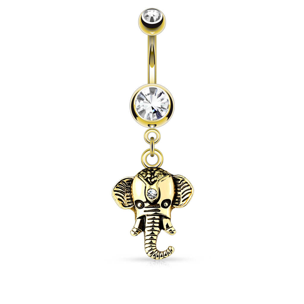 Belly Button Piercing Elephant dangle Zirconia