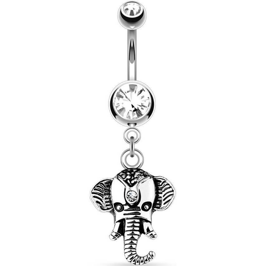 Bauchnabelpiercing Elefant beweglich Zirkonia