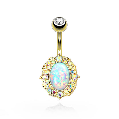 Belly Button Piercing Oval Opal Zirconia