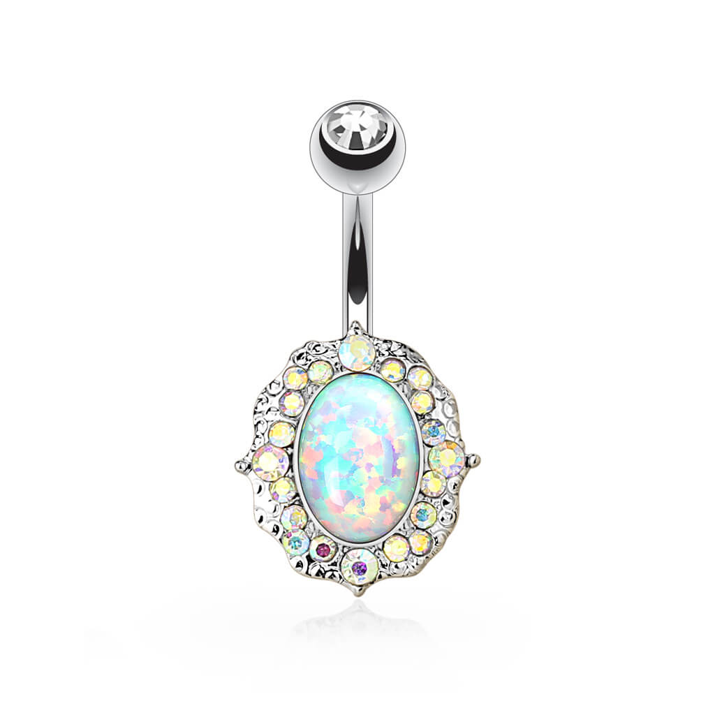 Belly Button Piercing Oval Opal Zirconia