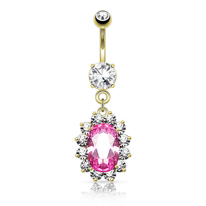 Piercing Nombril Pendentif Fleur Zircone