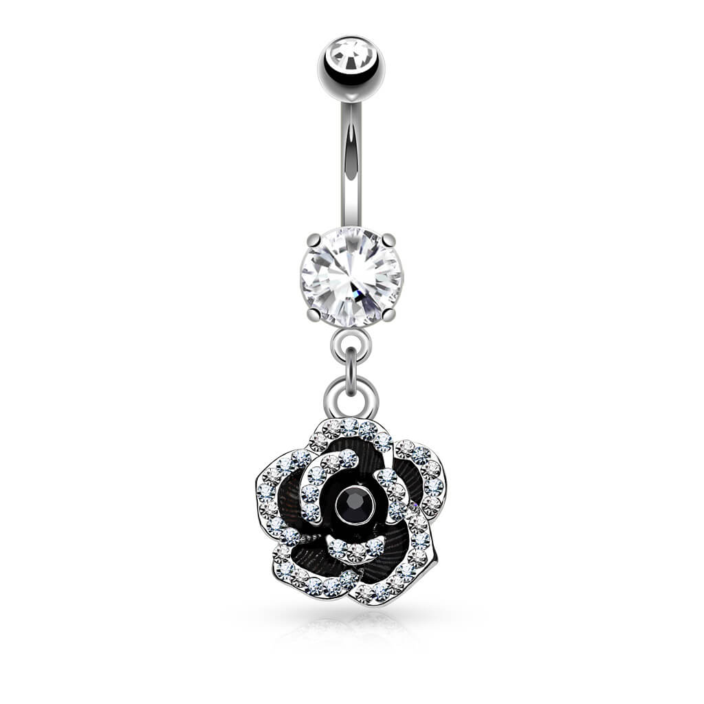 Belly Button Piercing Rose dangle Zirconia