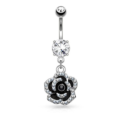 Bauchnabelpiercing Rose beweglich Zirkonia