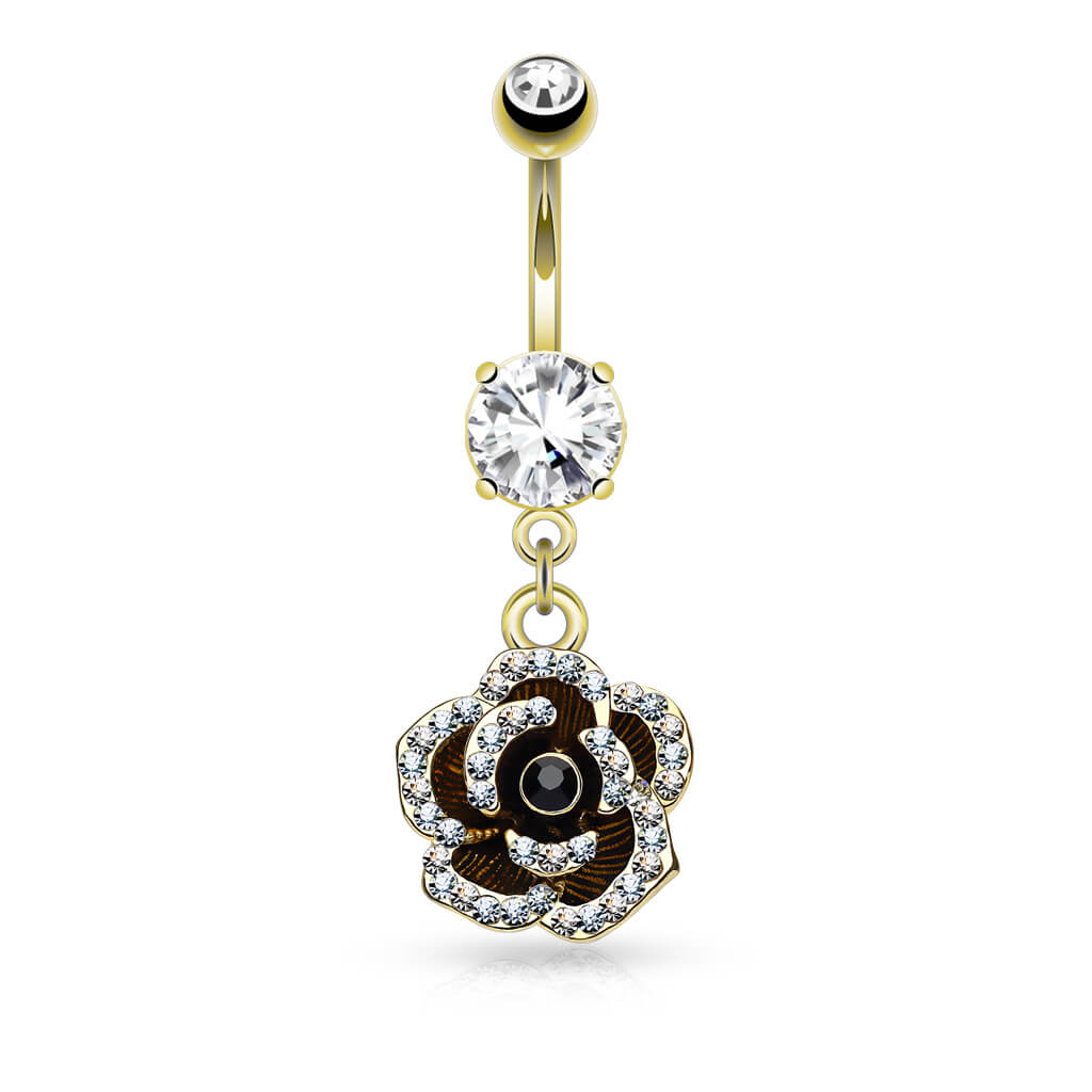 Belly Button Piercing Rose dangle Zirconia