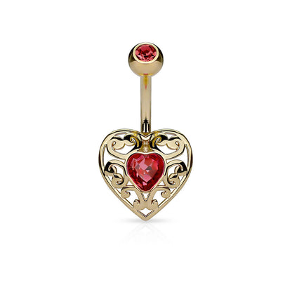 Belly Button Piercing Heart Zirconia