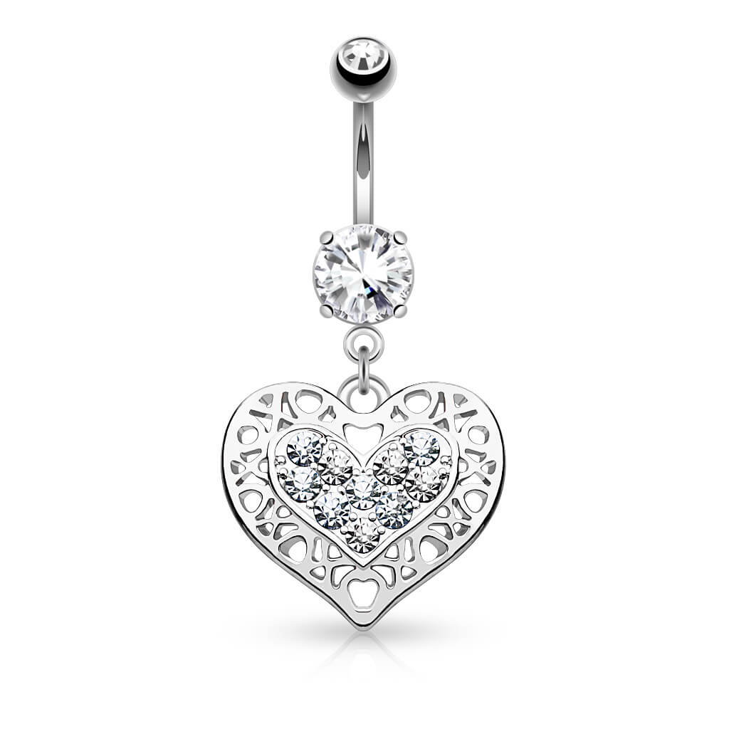 Belly Button Piercing Heart dangle Zirconia