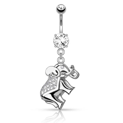 Belly Button Piercing Elephant dangle Zirconia