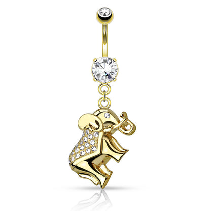 Piercing Ombelico Pendente Elefante con zirconi