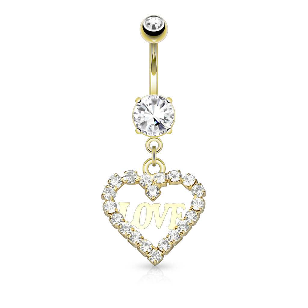 Belly Button Piercing Heart dangle Zirconia