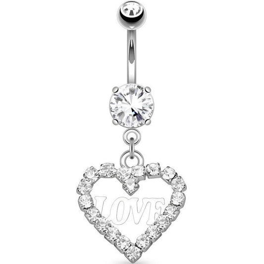 Piercing Ombelico Cuore di zirconi pendente