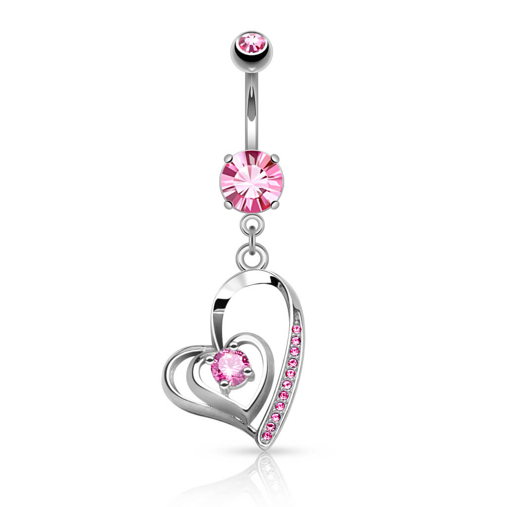 Belly Button Piercing Heart dangle Zirconia