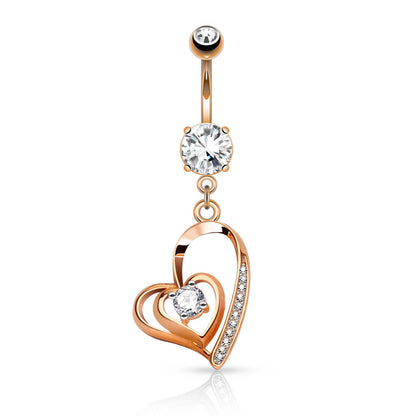 Piercing Ombelico Pendente a cuore con zirconi