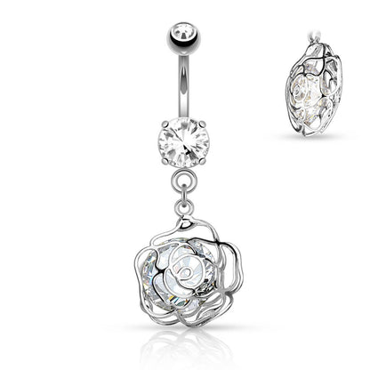 Belly Button Piercing Rose dangle Zirconia