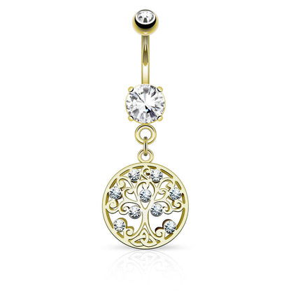 Piercing Nombril Pendentif Arbre De Vie Zircone