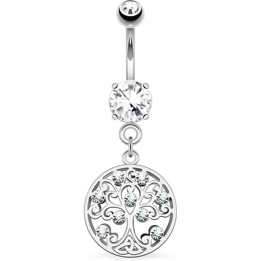 Belly Button Piercing Tree of Life dangle Zirconia