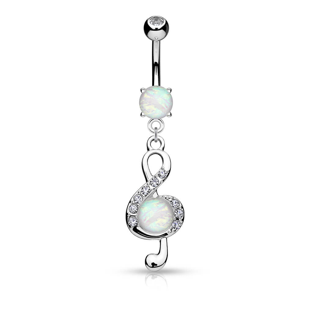 Belly Button Piercing Clef dangle Opal