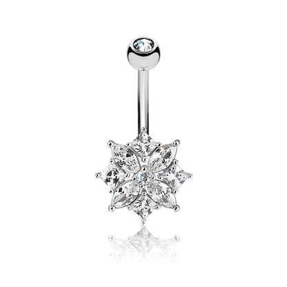 Piercing Nombril Fleur Zircone Argent