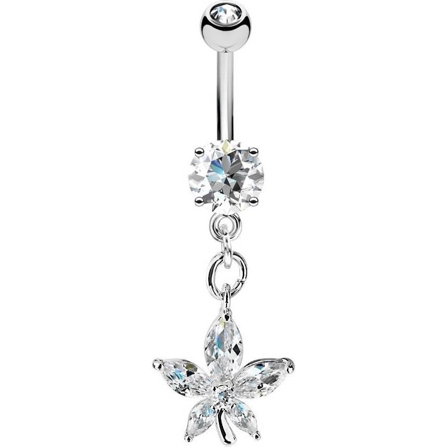 Piercing Nombril Pendentif Fleur Zircone