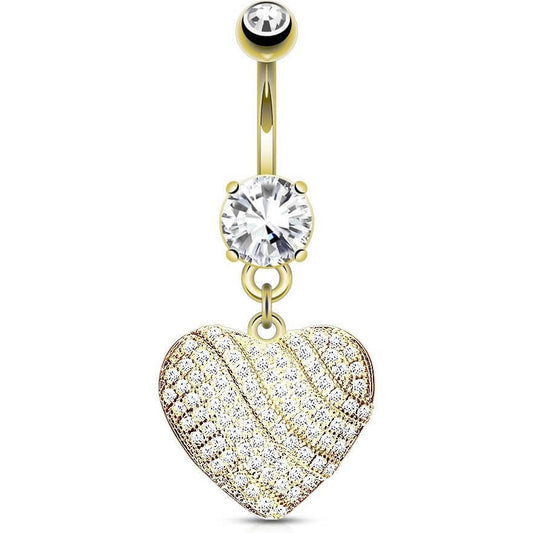 Belly Button Piercing Heart dangle Zirconia