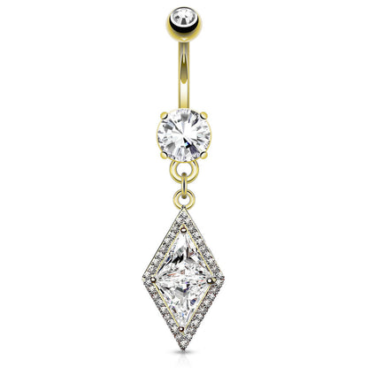 Belly Button Piercing Diamond shape dangle Zirconia