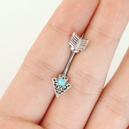 Piercing Nombril Flèche Turquoise Argent