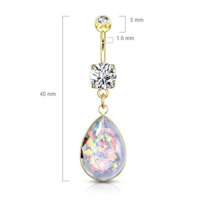 Bauchnabelpiercing Regenbogen Opal beweglich