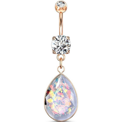 Belly Button Piercing Rainbow dangle Opal