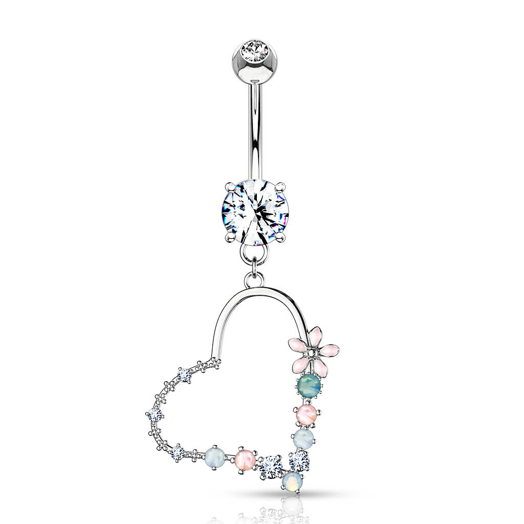 Belly Button Piercing Heart dangle Zirconia