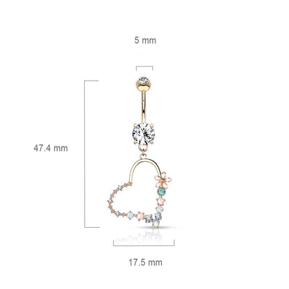 Belly Button Piercing Heart dangle Zirconia