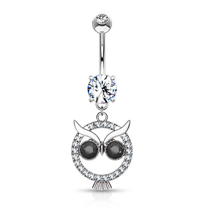 Belly Button Piercing Owl dangle Zirconia