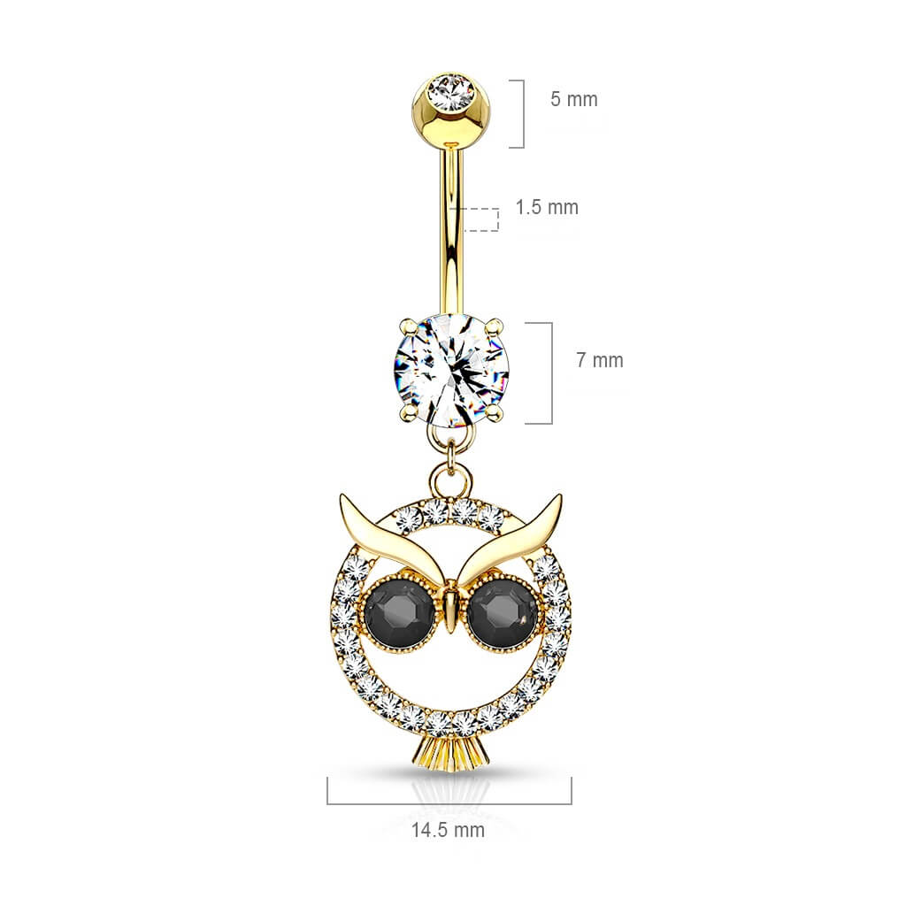 Piercing Nombril Pendentif Hibou Zircone