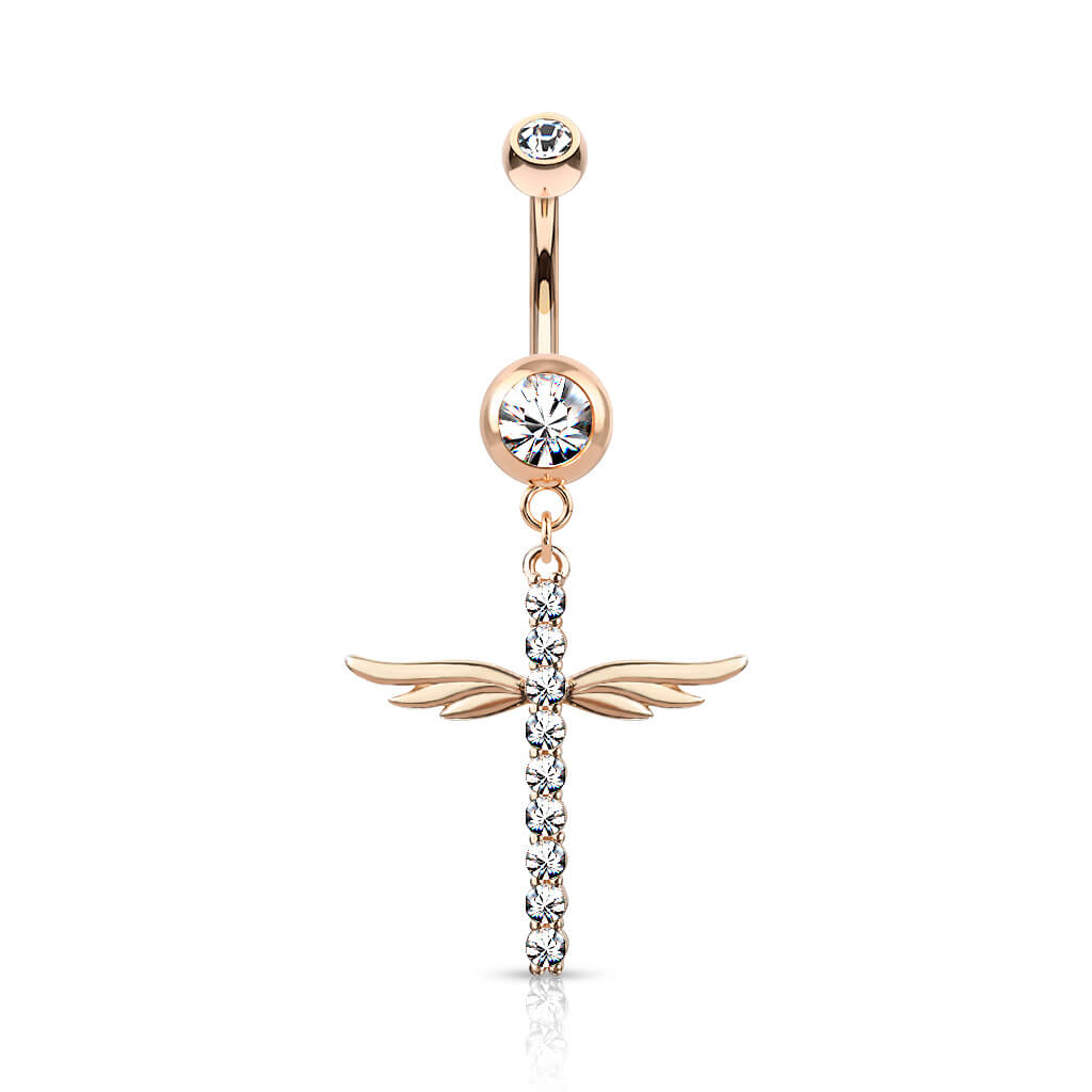 Belly Button Piercing Wings dangle Zirconia