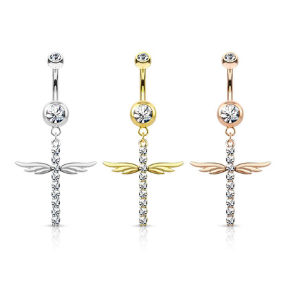 Belly Button Piercing Wings dangle Zirconia