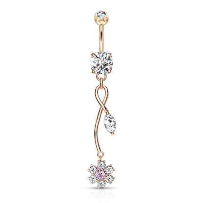 Belly Button Piercing Flower dangle Zirconia