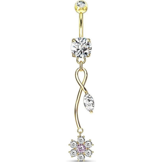 Piercing Nombril Pendentif Fleur Zircone