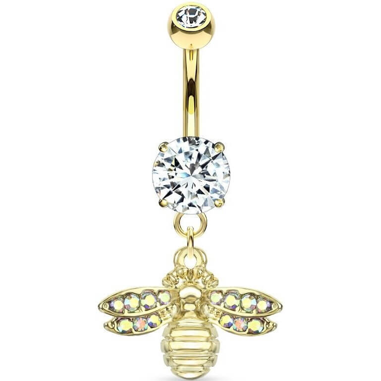 Piercing Nombril Pendentif Abeille Zircone