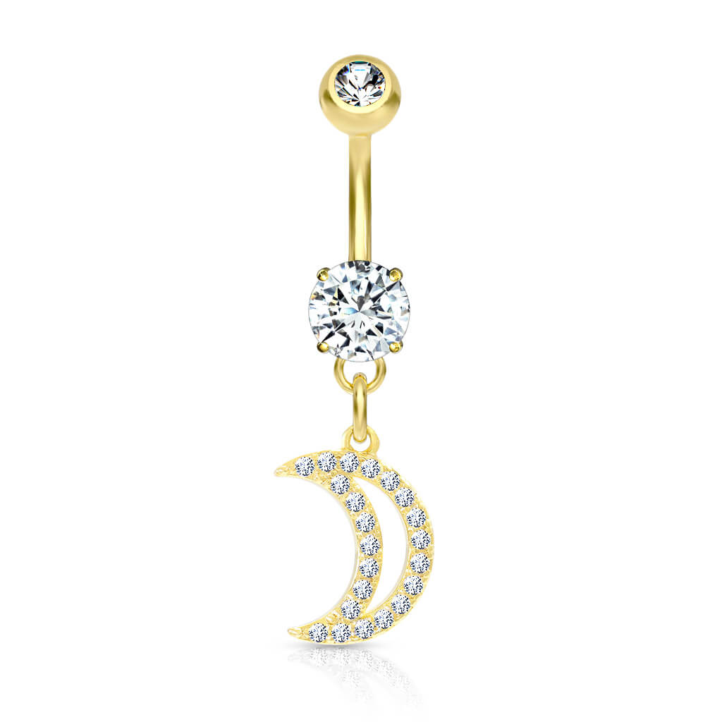 Belly Button Piercing Moon dangle Zirconia