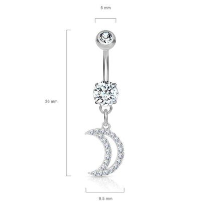 Belly Button Piercing Moon dangle Zirconia