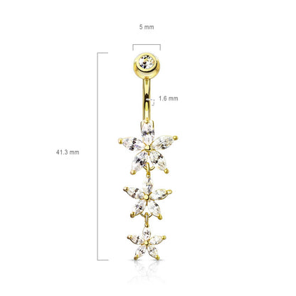 Piercing Nombril Pendentif Fleur Zircone