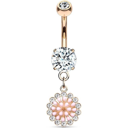 Piercing Nombril Pendentif Fleur Zircone