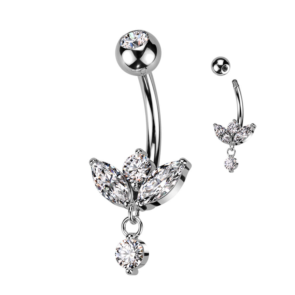 Piercing Ombelico Pendente zirconi taglio marquise