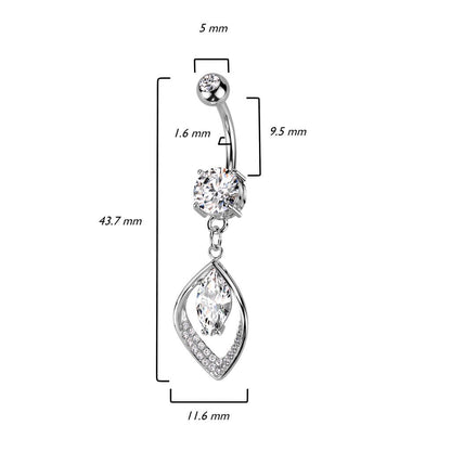 Belly Button Piercing Leaf dangle Zirconia