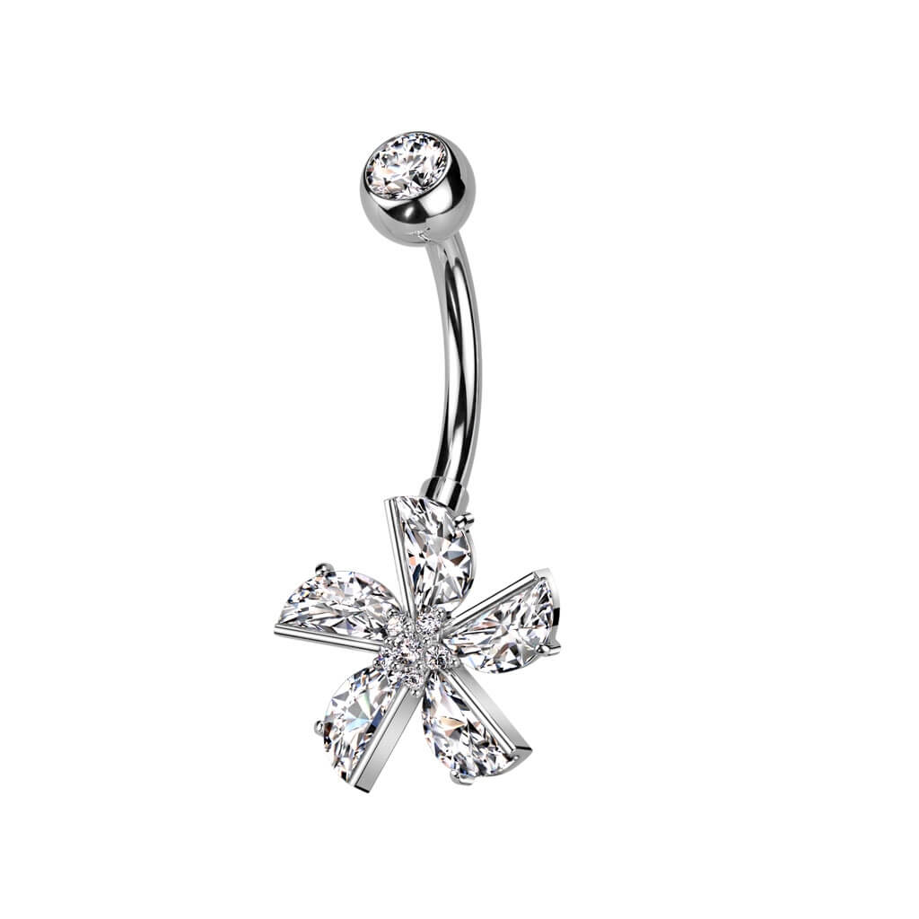 Belly Button Piercing Flower Zirconia