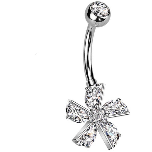 Piercing Nombril Fleur Zircone