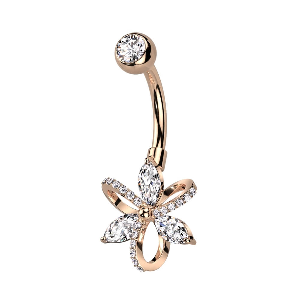 Piercing Nombril Fleur Zircone